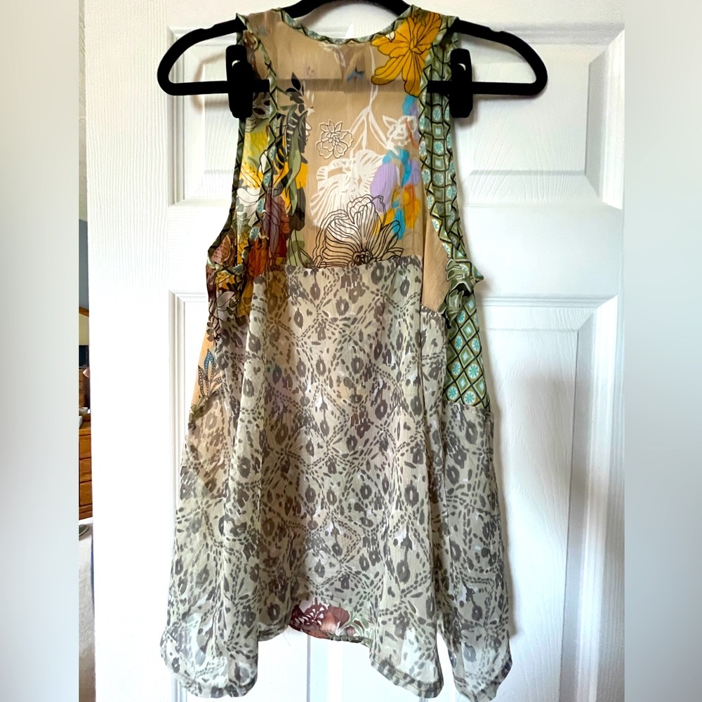Women’s L tank top by FIRE of Los Angeles - beautiful pattern blocked chiffon - Picture 3 of 5
